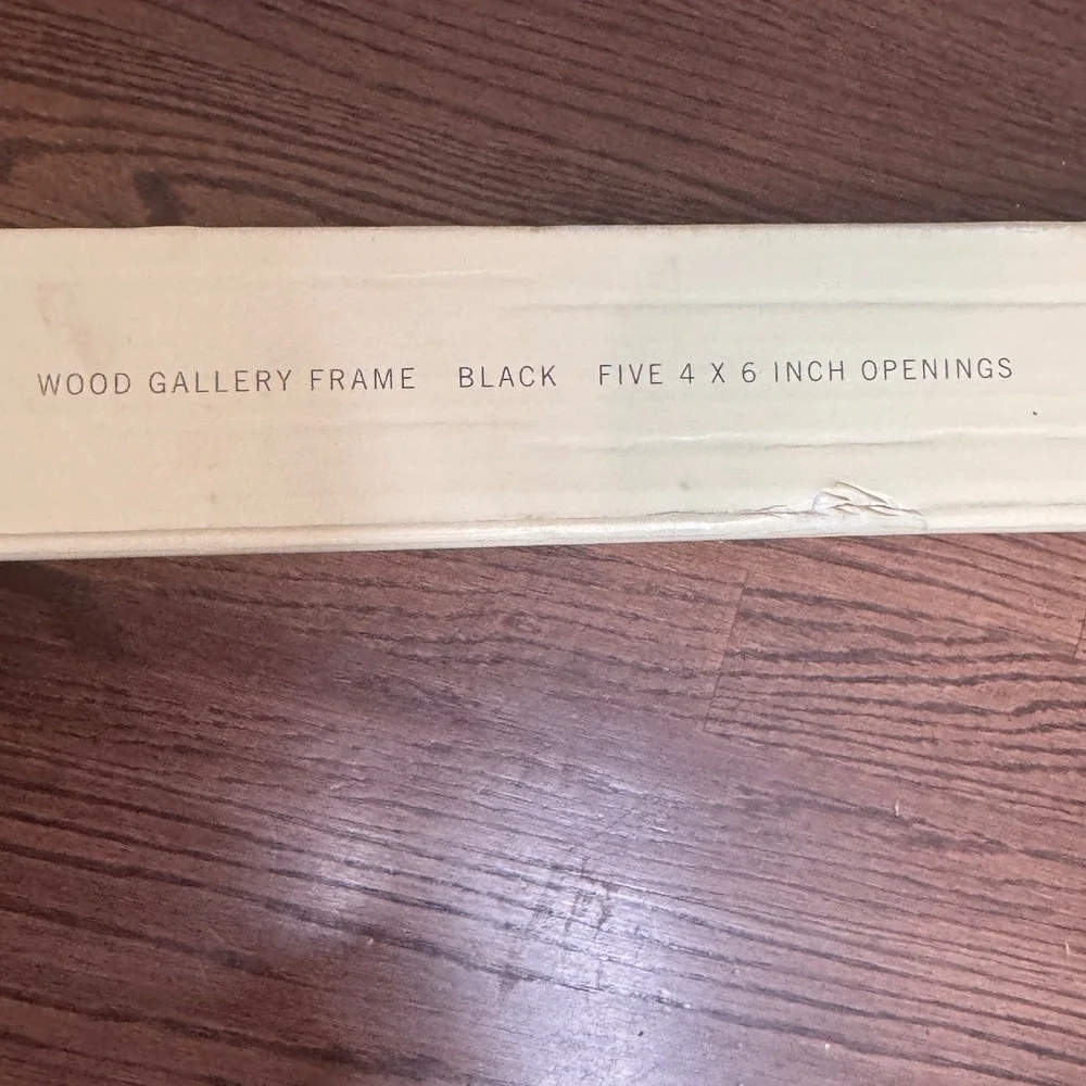 Pottery Barn Wood Gallery Frame Black 5 Opening 4x6 Collage Wall 28x11 Open Box‎